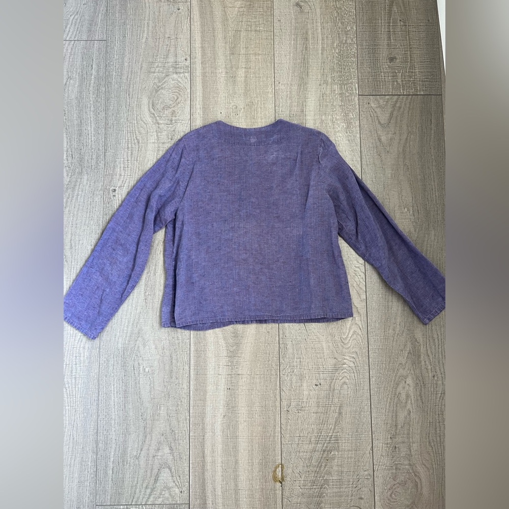Flax Lavender Linen Button-Up Blouse Women’s Size Small - Picture 8 of 8